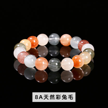 Pulsera de cristal de pelo de conejo de color natural 8A 