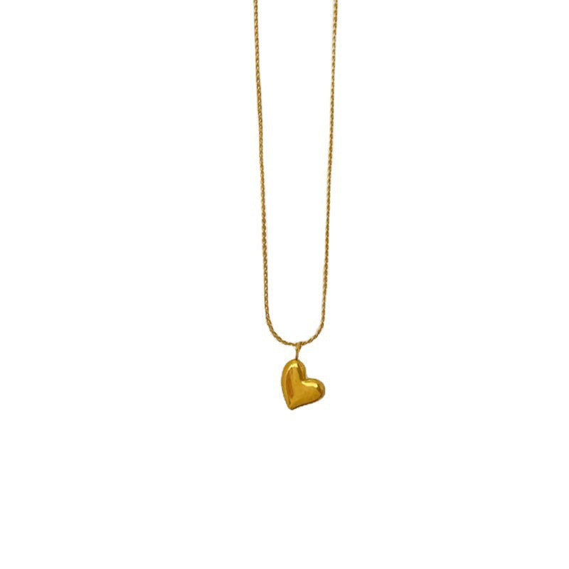 Fine chain peach heart necklace