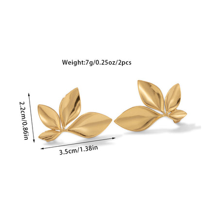 Flower leaf stud earrings