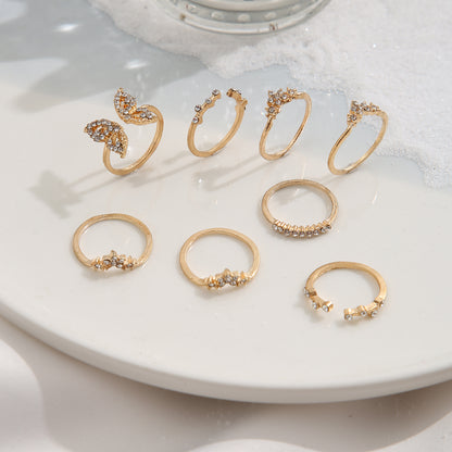 Butterfly open ring set 8 pieces