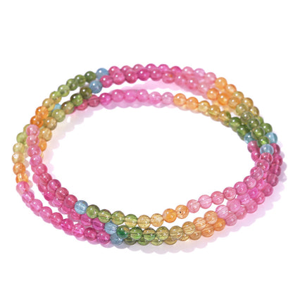 Pulsera multicírculo de turmalina arcoíris transparente de hielo natural 7A 