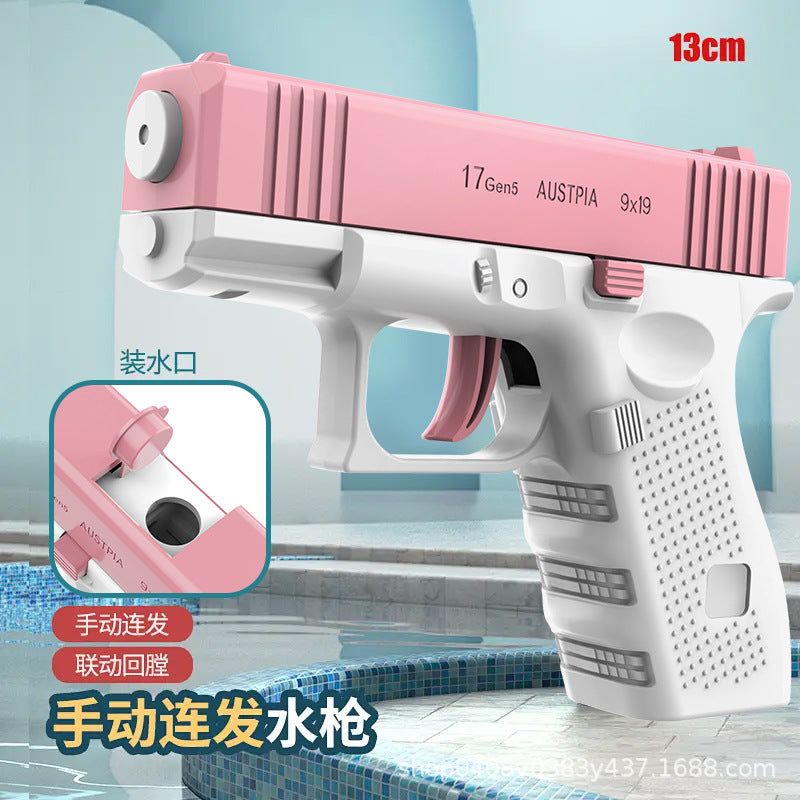 Mini Glock-style Water Pistol with Recoiling Action, Linked Automatic Shooting, Children's Toy Ages 3-8