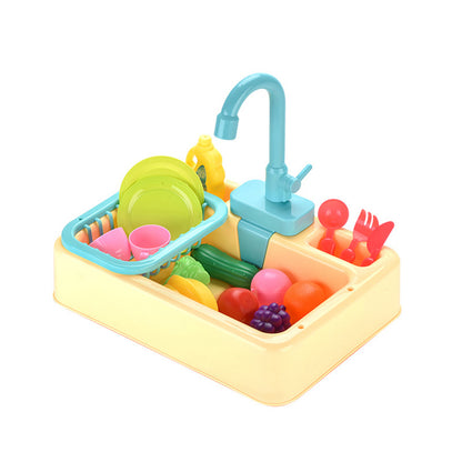 Children's Pretend Play Dishwasher Toy Early Education Infant and Toddler Electric Dishwashing Sink Automatic Water Dispensing Vegetable Washing Station