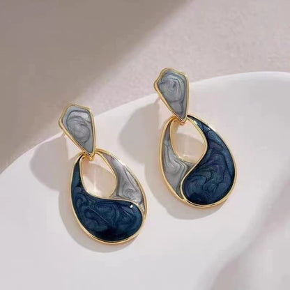 Water drop glaze haze blue earrings