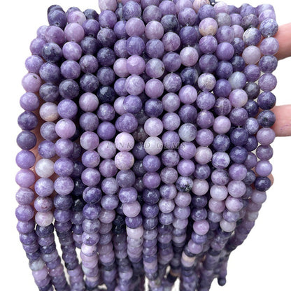 Perlas sueltas de lepidolita morada natural 