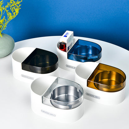 Multi-Functional Desktop Wall-Mounted Metal Ashtray with Lid