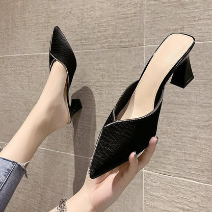 High Heel Thick Heel Slippers Women