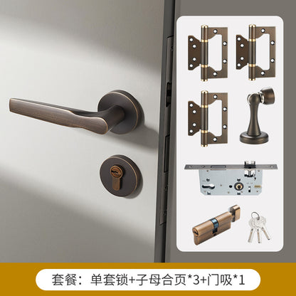 Gold mechanical door lock handle lock