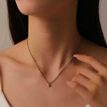 Gold and silver two-color love necklace