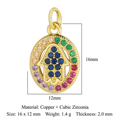 Evil Eye Fatima Palm Copper Zircon Pendant