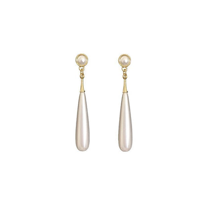 Silver Needle French Retro Water Drop Pearl Earrings