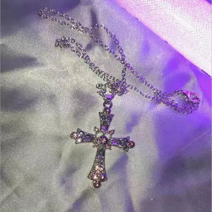 Pink Diamond Cross Necklace