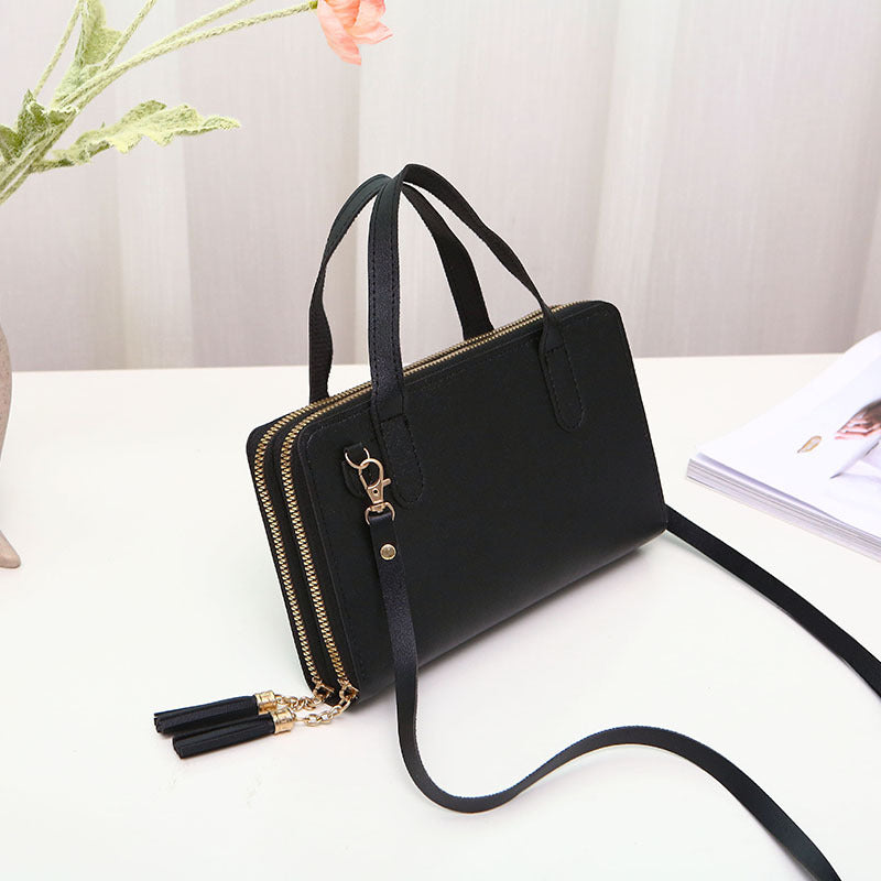 Double zipper mobile phone bag versatile shoulder bag