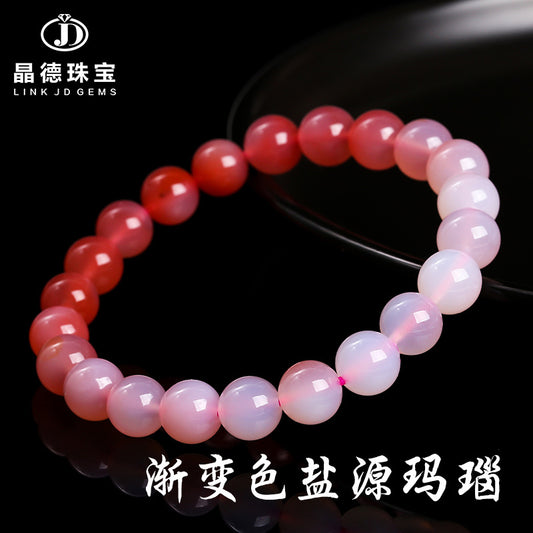 Natural gradual change color salt source agate bracelet