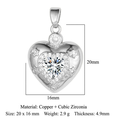 Heart-shaped colored zirconium copper micro-inlaid necklace pendant