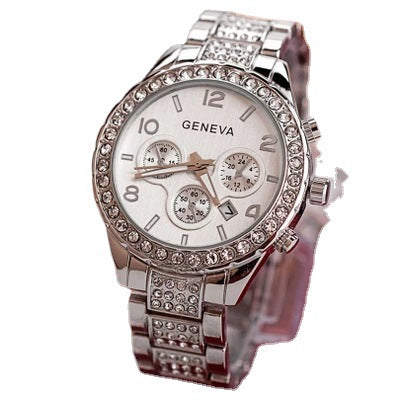 Geneva diamond-encrusted local tyrant gold steel belt watch men