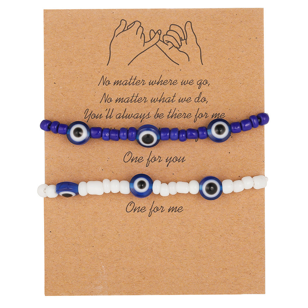 Devil's Eye Rice Bead Bracelet 2-Piece Set