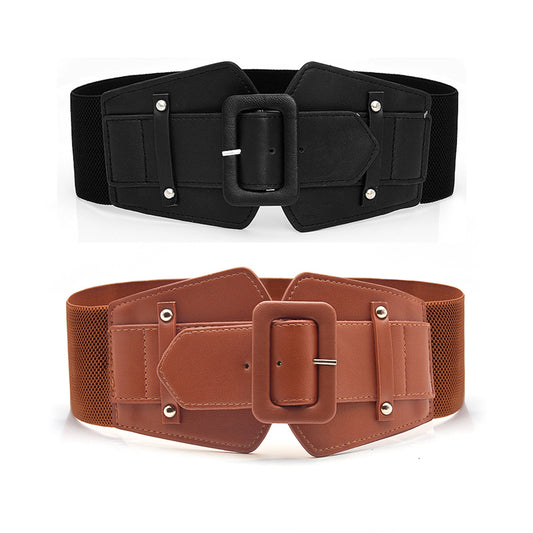 Belt PU leather pin buckle waist wide belt