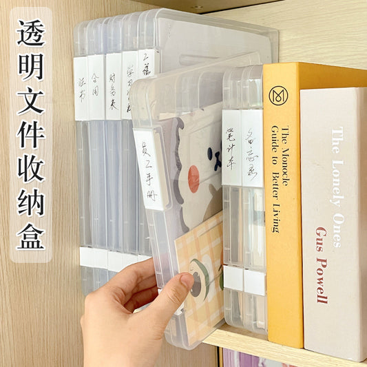 A4 Transparent File Storage Box, Double-Latch, Waterproof and Dustproof