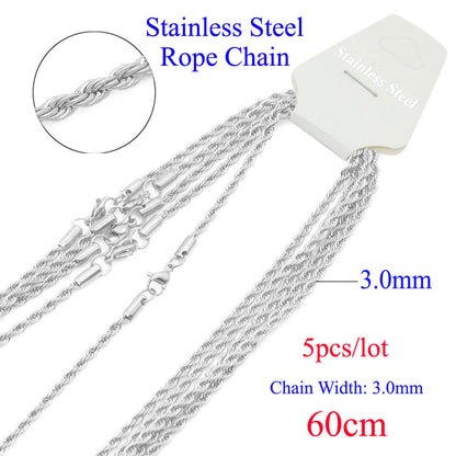 5 pieces/bag stainless steel box chain 3mm thick 60cm long