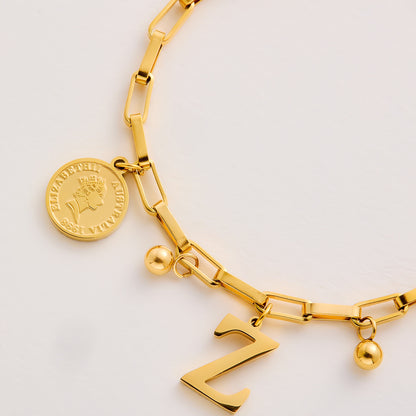 Queen coin bracelet 26 letters