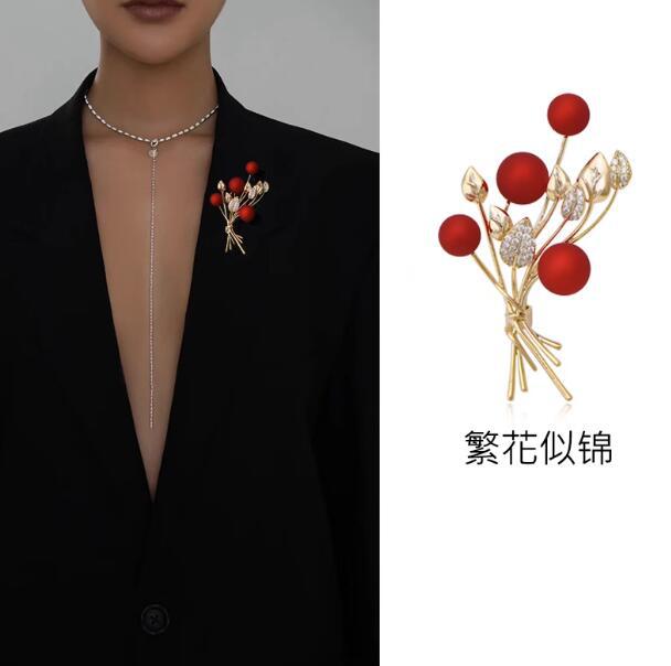 Blossom and Joy Red Brooch