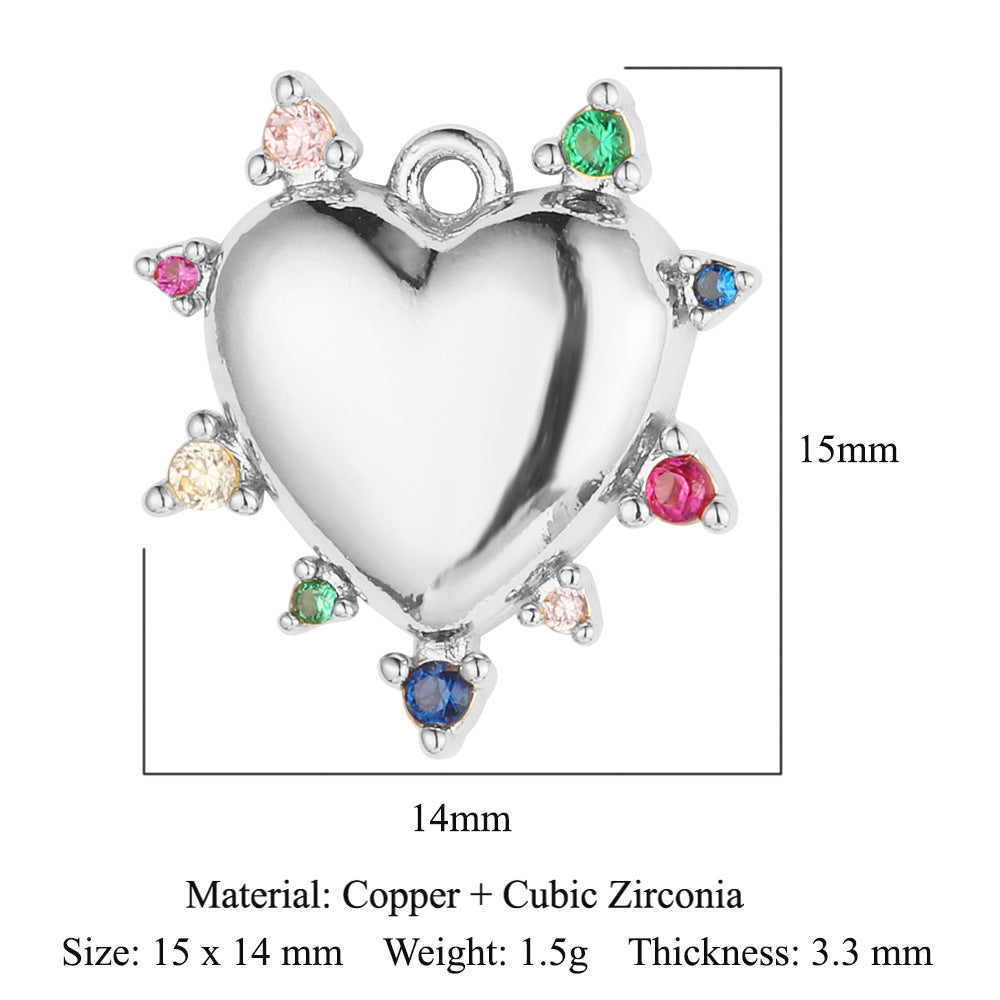 Color zircon peach heart copper zircon pendant.