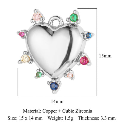 Color zircon peach heart copper zircon pendant.