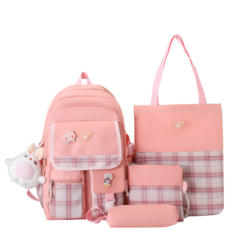 4-piece backpack for girls junior high school students