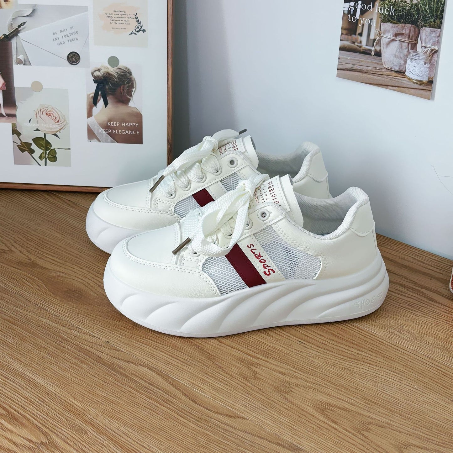 women's korean style white sneakers