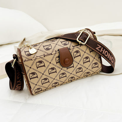 Retro versatile printed letter texture women's bag