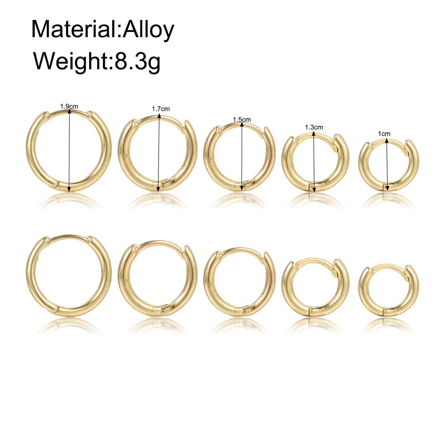 Metal earrings set 5-piece gold earrings high-end