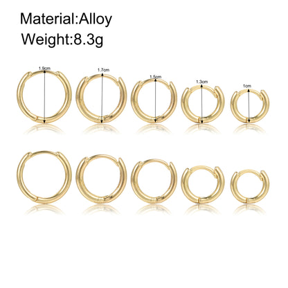 Metal earrings set 5-piece gold earrings high-end