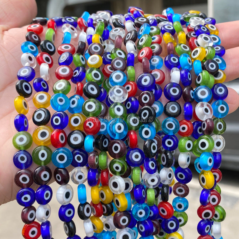 Eye Beads Devil's Eye Flat Round Loose Beads