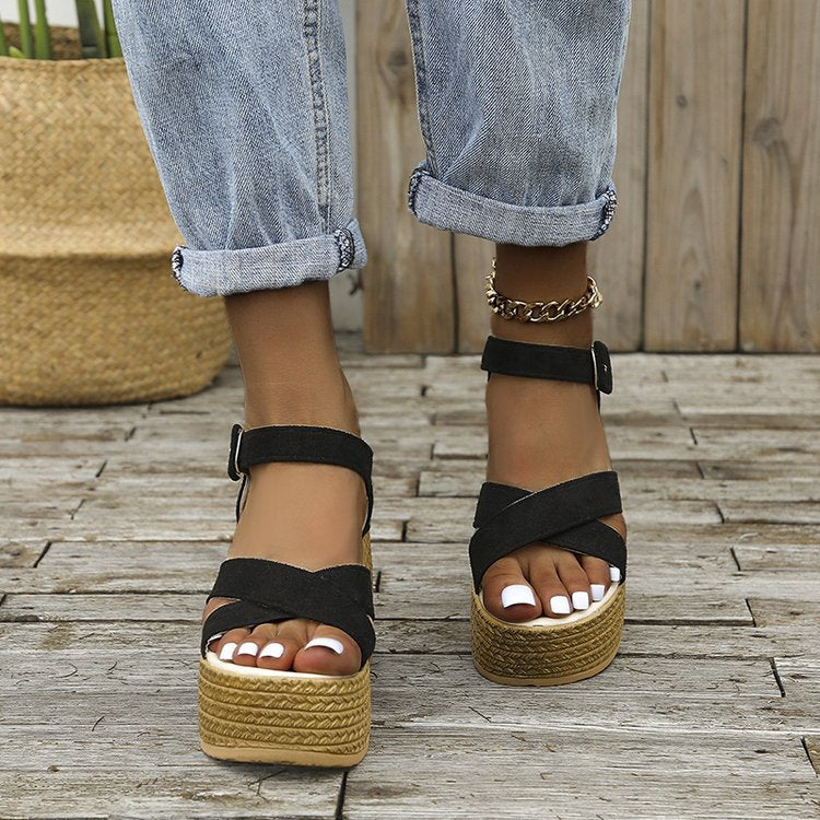 New muffin platform sandals