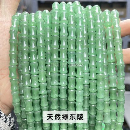 Perlas sueltas de bambú verde Dongling de 8 x 12 mm 