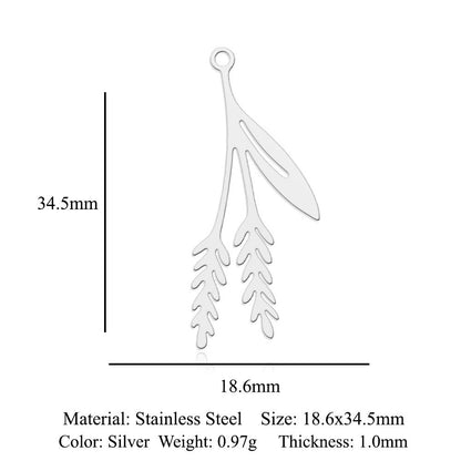 Colgante de acero de titanio con forma de hoja de arce, 5 unidades por bolsa 