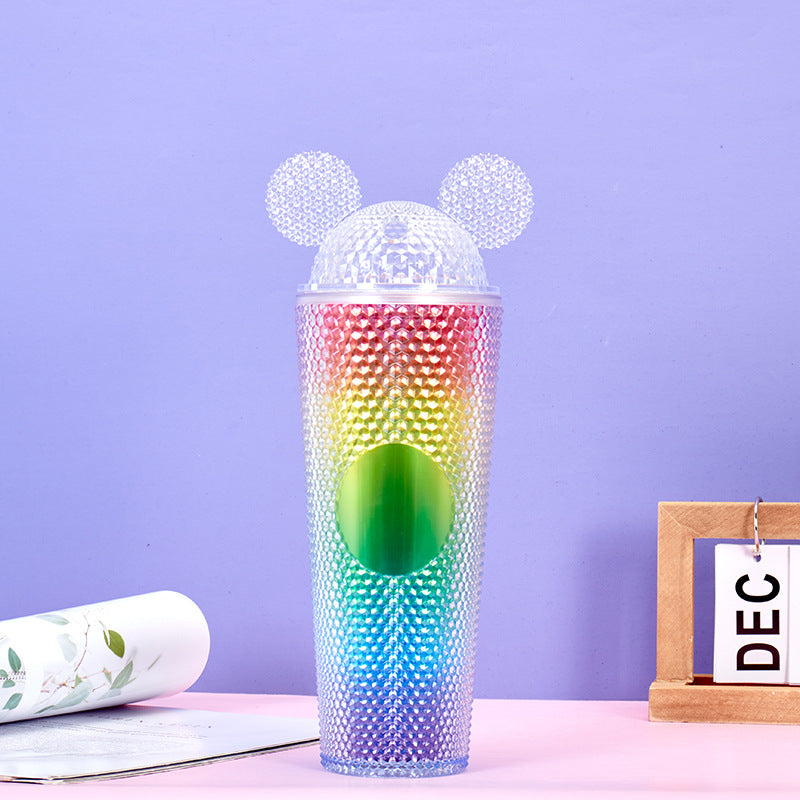 Mickey Durian Cup Diamond Plastic Straw Cup