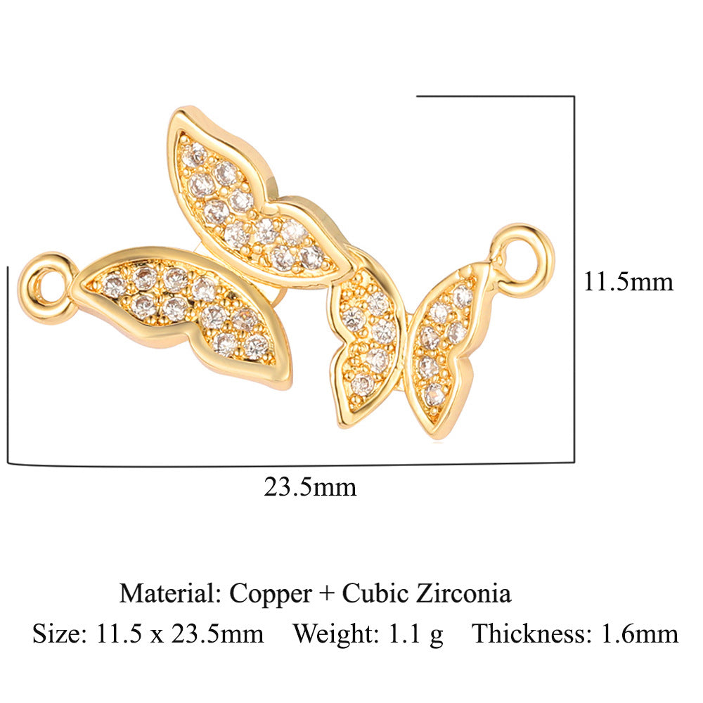 Tree of Life Eye Feather Copper Zircon Connection Accessories