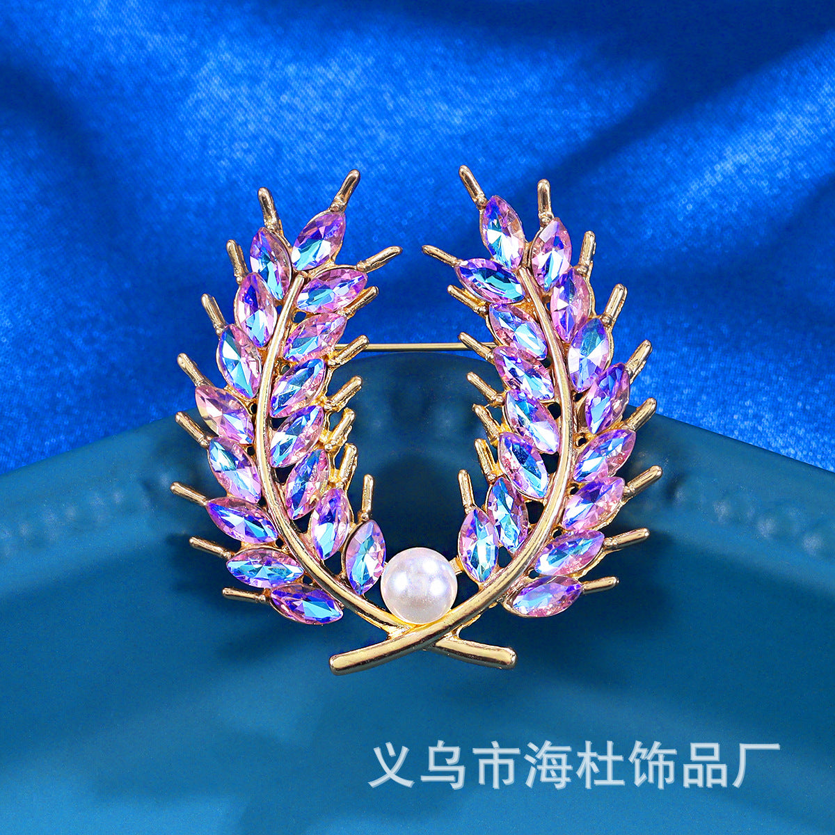 Crystal Wheat Brooch