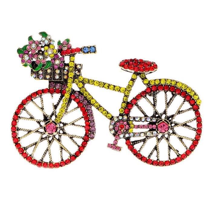 Rhinestone Bicycle Brooch