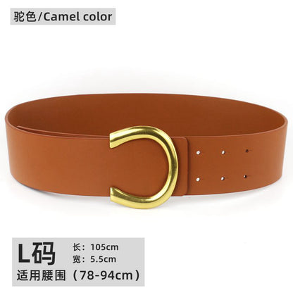 Wide belt women's leather