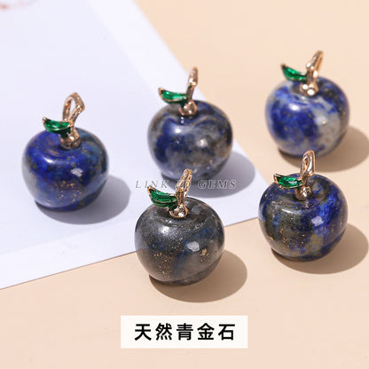 Natural stone crystal apple pendant.