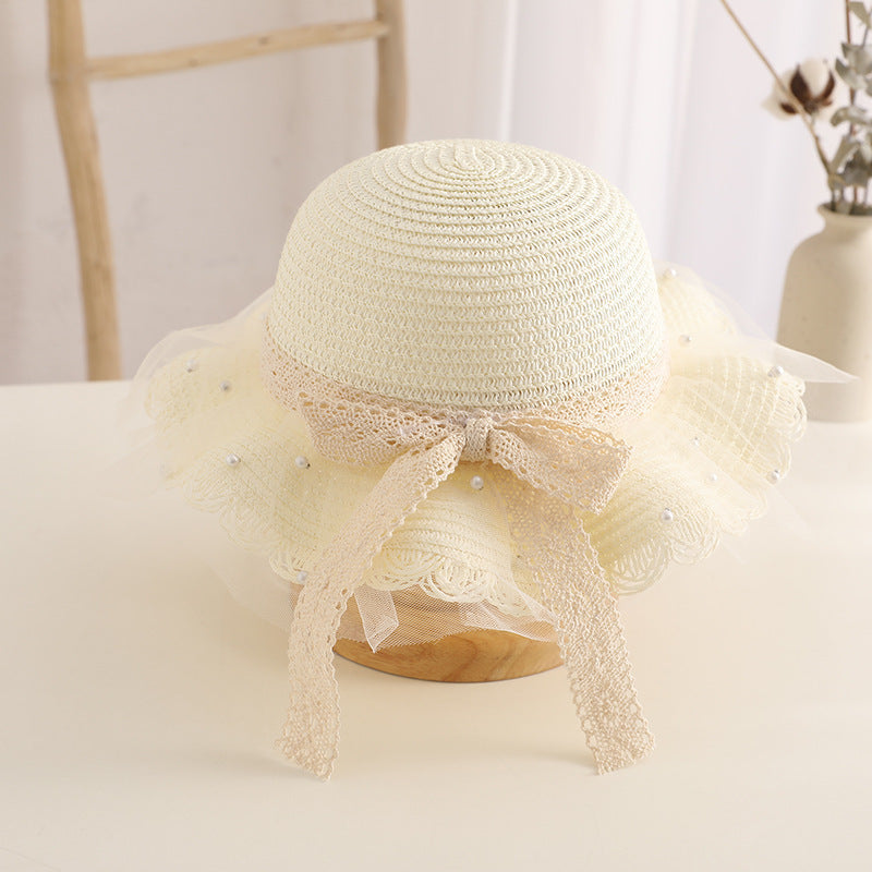 Kids Sun Hat Family Straw Cute Princess Summer Baby Beach Bag