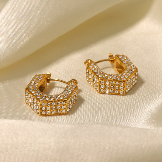 Geometric white diamond earrings