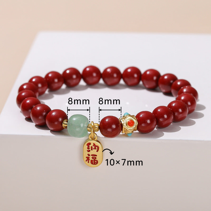 Cinnabar bracelet agate five-way God of Wealth bracelet