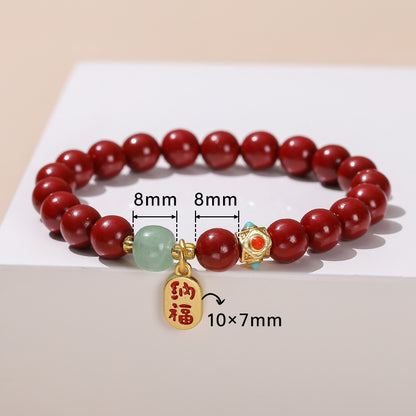 Cinnabar bracelet agate five-way God of Wealth bracelet