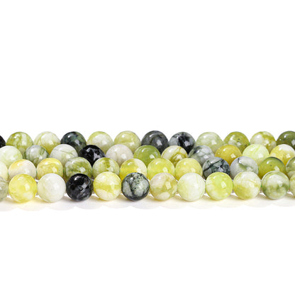 Natural stone round beads green milk cover jade loose beads