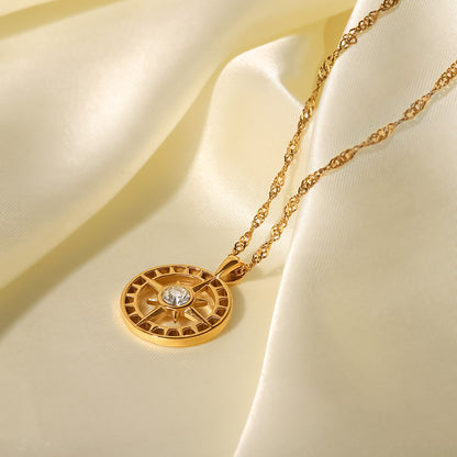 18K Gold Zircon Pendant Necklace