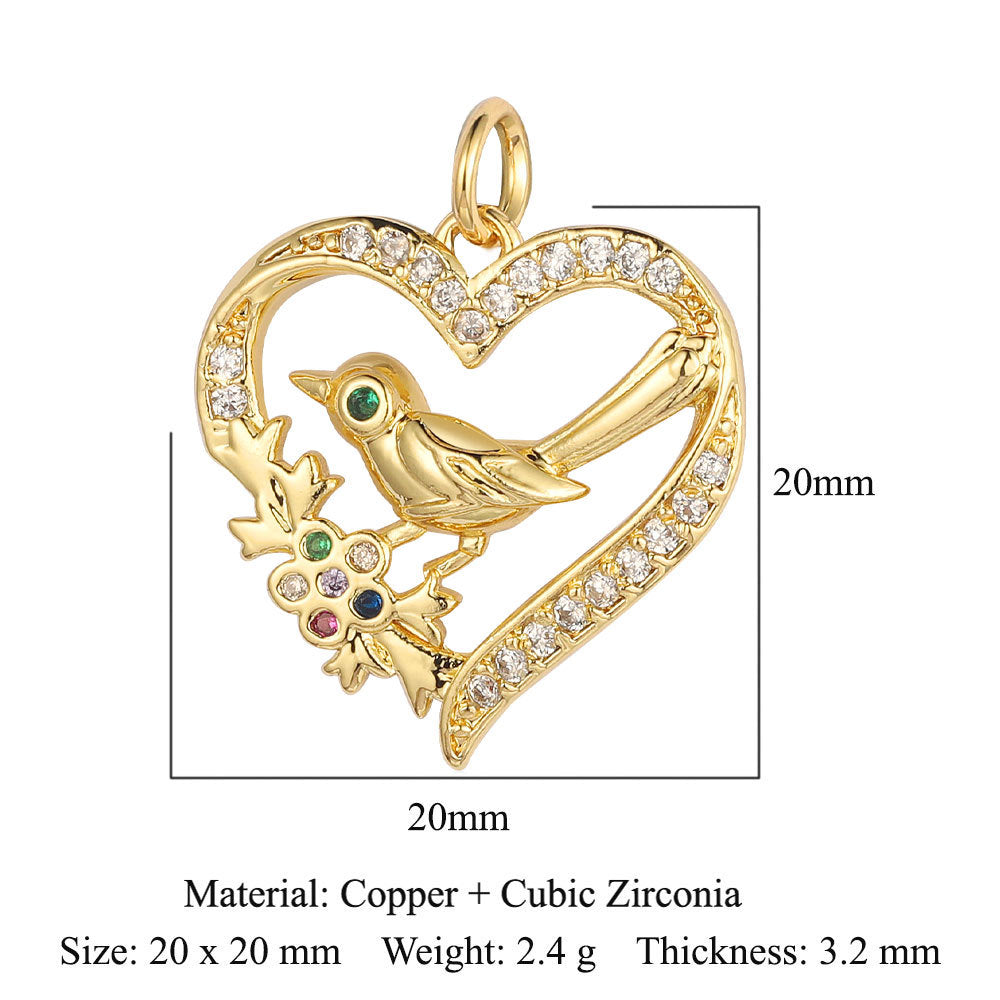 Butterfly Moon Rabbit Copper Zircon DIY Pendant